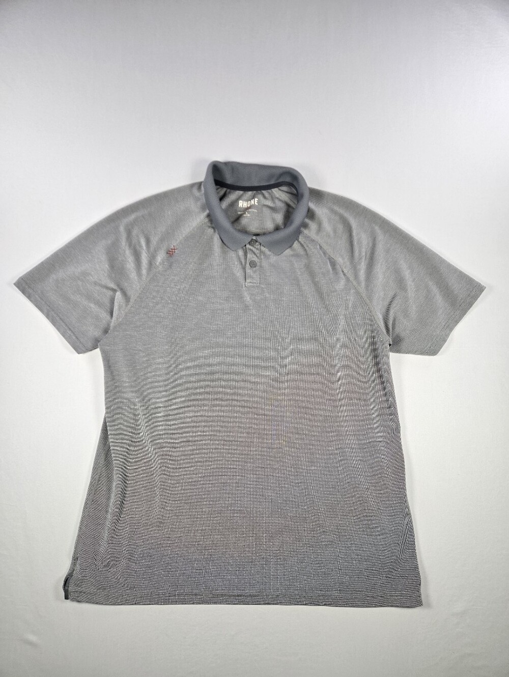 Rhone Delta Piqué Performance Golf Polo Shirt Mens Large Gray Mesh Knit EUC